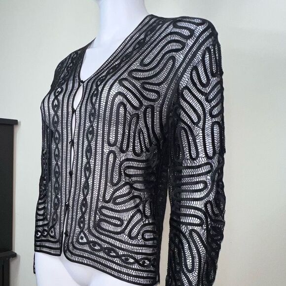 Anne Crimmins for Umi Collections Sheer 100% Silk Lace Cardigan (No size .. meas - Picture 10 of 10